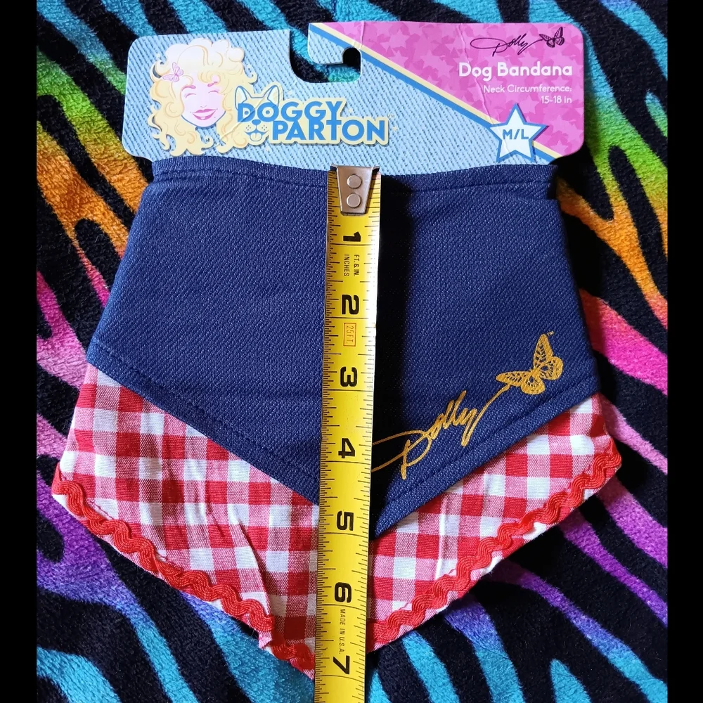 💙❤️ Doggy Parton Dog Bandana Pet Medium Large Dolly Western Denim - Picture 11 of 12
